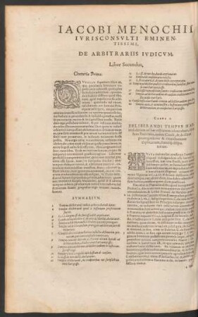 Iacobi Menochii Iurisconsulti Eminentissimi, De Arbitrariis Iudicum, Liber Secundus.