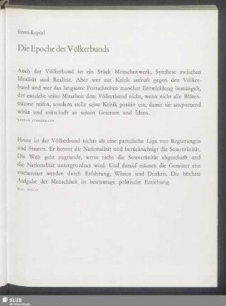 Erstes Kapitel. Die Epoche des Völkerbunds