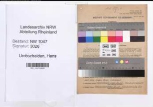 Entnazifizierung Hans Von Umbscheiden , geb. 15.02.1908 (Ingenieur)