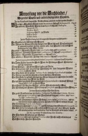 Anweisung vor die Buchbinder, Wegen der Kupfer und andern beyligenden Figuren
