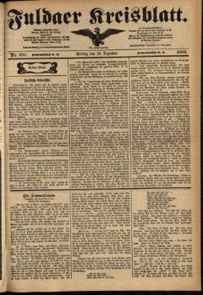 Erste Ausgabe vom Freitag, den 18. Dezember 1903.