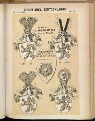 Taf. 24. Grafen zu Limburg-Styrum diverse Stmwppn. - Theodoricus Cones De 'Jesenberg. Dietrich Herr z. Limburg.