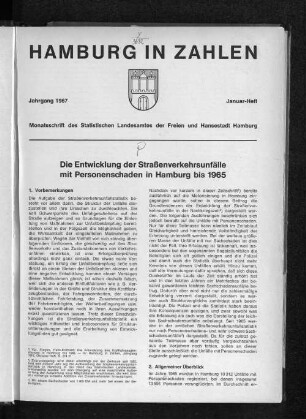 Die Entwicklung der Straßenverkehrsunfälle mit Personenschaden in Hamburg bis 1965