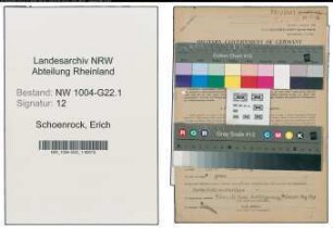 Entnazifizierung Erich Schoenrock , geb. 26.09.1894 (Ingenieur)