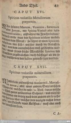 CAPUT XVI. Spiritus volatilis Metallorum praeparatio.