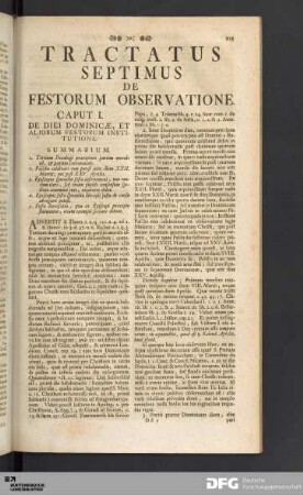 Tractatus Septimus De Festorum Observatione.