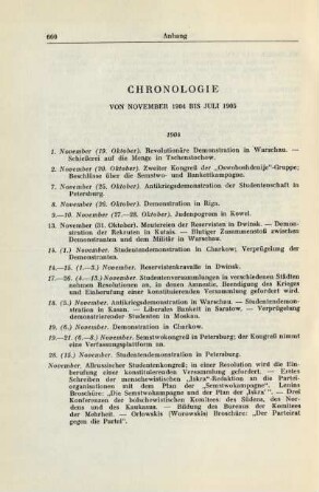 Chronologie Von November 1904 Bis Juli 1905
