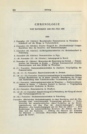 Chronologie Von November 1904 Bis Juli 1905