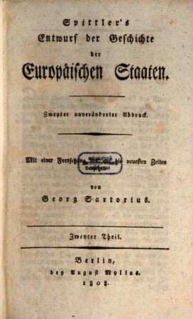 Spittler's Entwurf der Geschichte der europäischen Staaten, 2