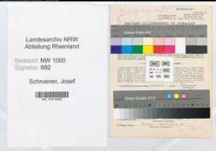 Entnazifizierung Josef Schroeren, geb. 25.08.1902 (Arbeiter)