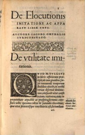 De Elocutionis imitatione ac apparatu liber unus