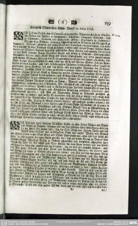 N.122. Königlich Böhmischer Lehen-Brieff de Anno 1716