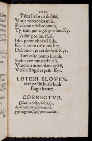 205, Correctur.