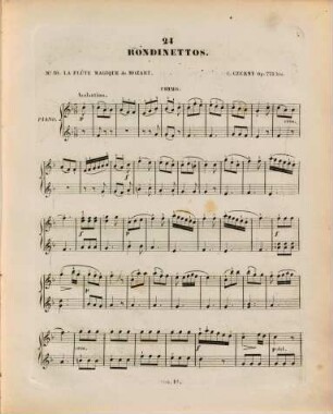 24 Rondinettos à quatre mains : pour le piano ; en 6 cahiers ; op. 775. 3,10. La flûte magique de Mozart. - 5 S.