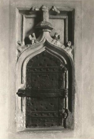 Dresden-Plauen. Auferstehungskirche. Nordwestliche Vorhalle. Spätgotisches Sakramentshäuschen