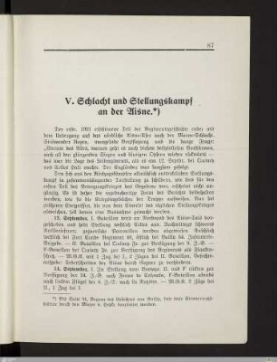 V. Schlacht und Stellungskampf an der Aisne