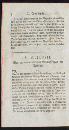 II. Abschnitt. Von der mathematischen Beschaffenheit der Erdkugel