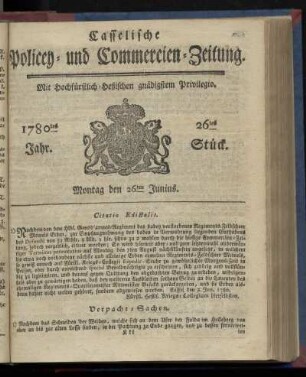 26tes Stück, Montag den 26ten Junius
