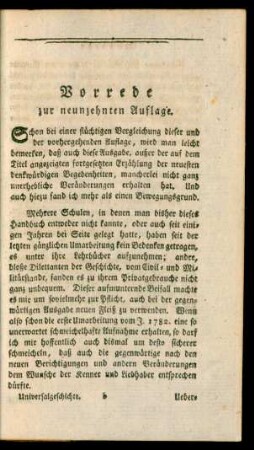 Vorrede zur neunzehnten Auflage.