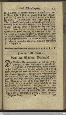 Zweyter Abschnitt. Von den Wunden überhaupt