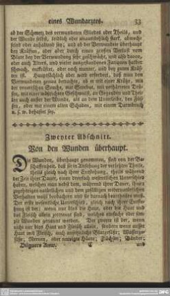 Zweyter Abschnitt. Von den Wunden überhaupt