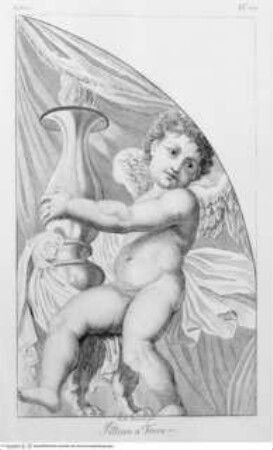 Choix de gravures à l'eau forte, d'après les peintures originales et les marbres de la galerie de Lucien Bonaparte : 142 gravures, Londres : Bulmer [u.a.], 1812. - 7, [142] S. : Ill. ; 2°, Fackelhaltender Putto (Taf. 130)