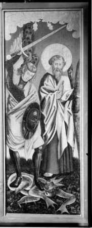 Kloster Lichtental Fürstenkapelle Ahnenaltar geschlossen, Außenflügel Michael und Andreas (1503)