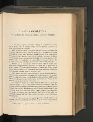 La Granicoltura E La Questione Granaria Nella Colonia Eritrea.