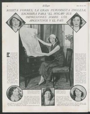 Rosita Forbes, la gran periodista inglesa, escribirá para "El Hogar" sus impresiones sobre los argentinos y el país