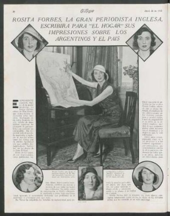 Rosita Forbes, la gran periodista inglesa, escribirá para "El Hogar" sus impresiones sobre los argentinos y el país
