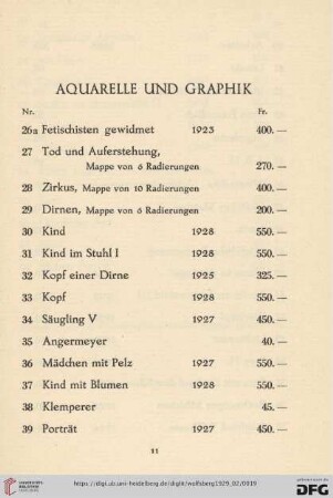 Aquarelle und Graphik (Nr. 27-68)