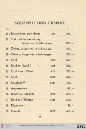Aquarelle und Graphik (Nr. 27-68)