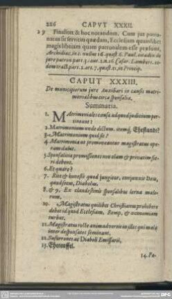 Caput XXXIII. De municipiorum iure Auxiliari in causis matrimonialibus circa sponsalia