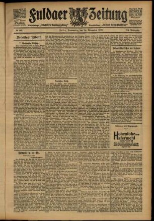Zweite Ausgabe vom Donnerstag, den 14. November 1907.