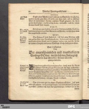Das II. Capitel. Von der augenscheinlichen und wunderbaren Vorsorge Gottes