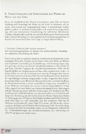 E. Stilentwicklung und Chronologie der Werke des Hugo van der Goes