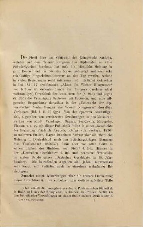Die Publizistik zur sächsischen Frage auf dem Wiener Kongreß