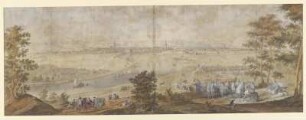 Ansicht von Dresden, Handzeichnung, um 1710 : [Ansicht von Dresden] [Dresden] , [1710]. - 1 Ansicht auf 1 Kunstbl. : col. Handzeichng. , 129 x 47 cm Entn. aus: Atlas royal / dedié à Sa Majesté Auguste III. , Bd. 19: Saxe royale et électorale avec les états circonvoisins