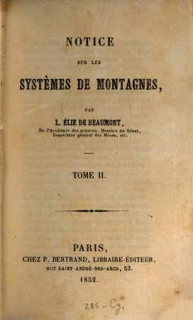 Notice sur les systemes de montagnes, II
