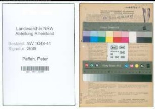 Entnazifizierung Peter Paffen , geb. 08.06.1889 (Polizist)