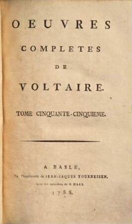 Oeuvres complètes de Voltaire, 55. Lettres de l'impératrice de Russie et de M. de Voltaire. - 1788. - 380 S.