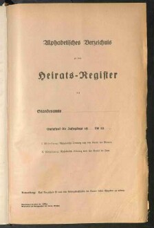 Standesamtsbuch der Stadt Aschaffenburg: Register Eheschließungen 1927 - 1929