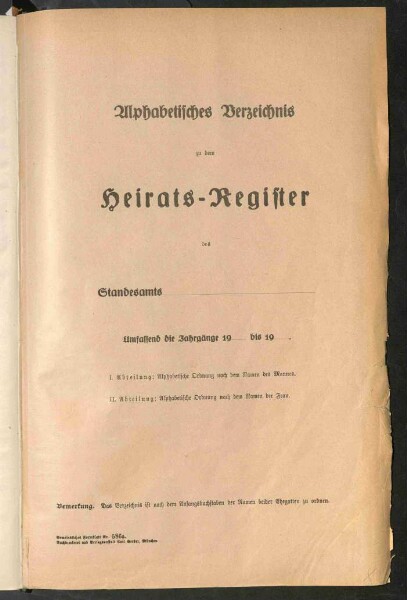 Standesamtsbuch der Stadt Aschaffenburg: Register Eheschließungen 1927 - 1929