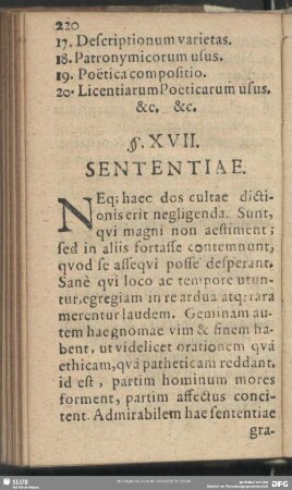 §. XVII. Sententiae