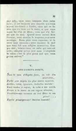 V. Des Esprits-Forts.