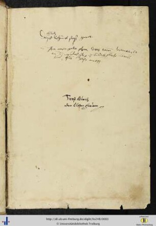 [1r] Einträge des 17. bzw. des 16. Jhs.