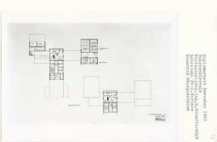 Bundesskischule Obergurgel, Tirol-Imst (Diplomarbeit bei Bernhard Hermkes): Grundrisse 1. - 2. Obergeschoss 1:200
