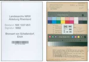 Entnazifizierung Erich Bronsart von Schellendorf , geb. 18.06.1885 (Forstmeister)
