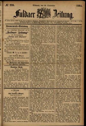Ausgabe vom Mittwoch, den 24. September 1884.