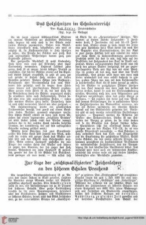 N.F. 8.1928 S. 68: Das Holzschnitzen im Schulunterricht